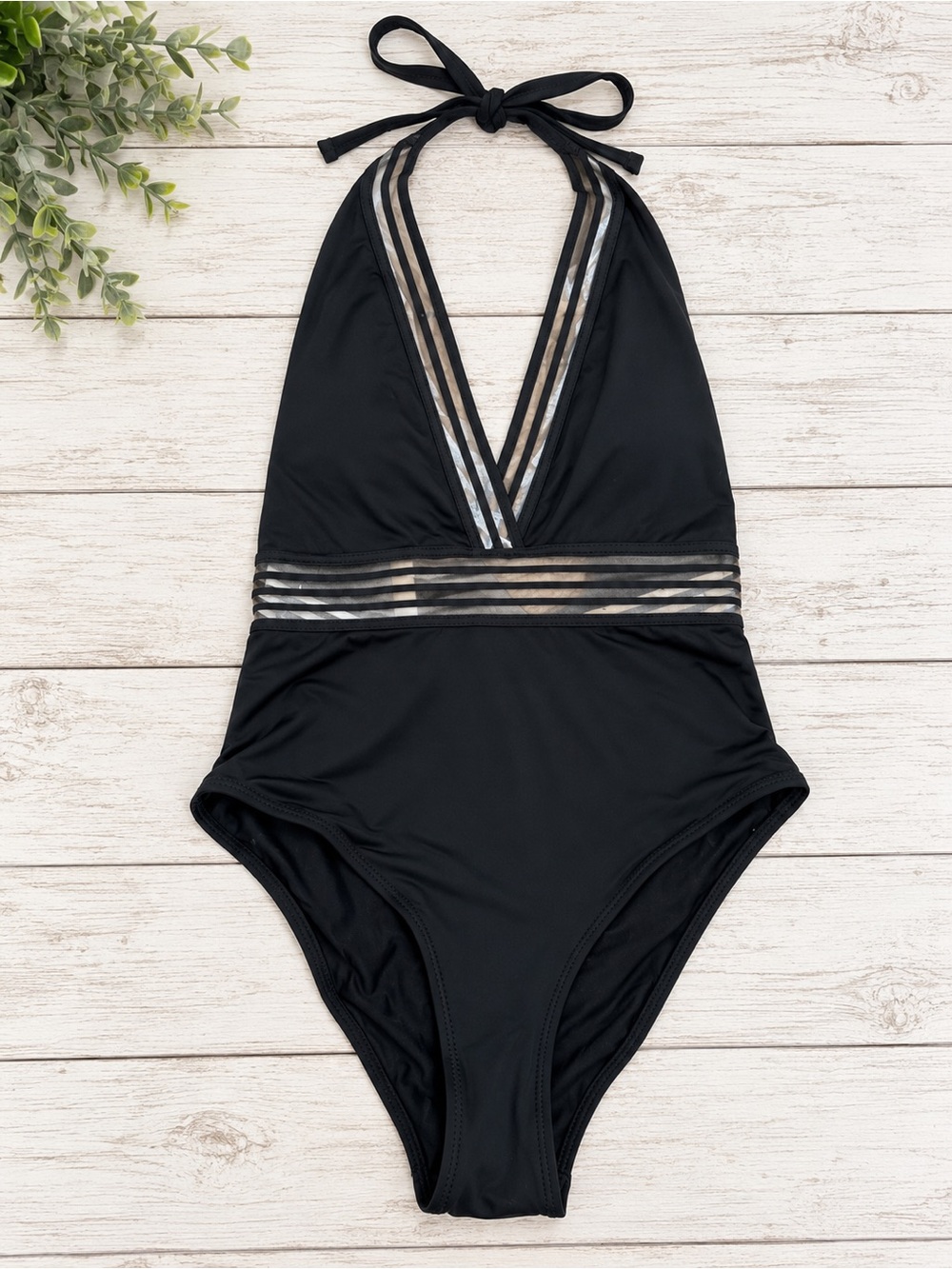 H&M Black Halter One-Piece Swimsuit NWT 7
